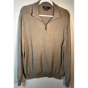 Polo Ralph Lauren Pima Cotton‎ 1/4 Zip Sweater Pullover Mens XL Gray Pony
